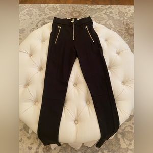 ZARA high waisted Black Pants Gold zipper detail sz XS